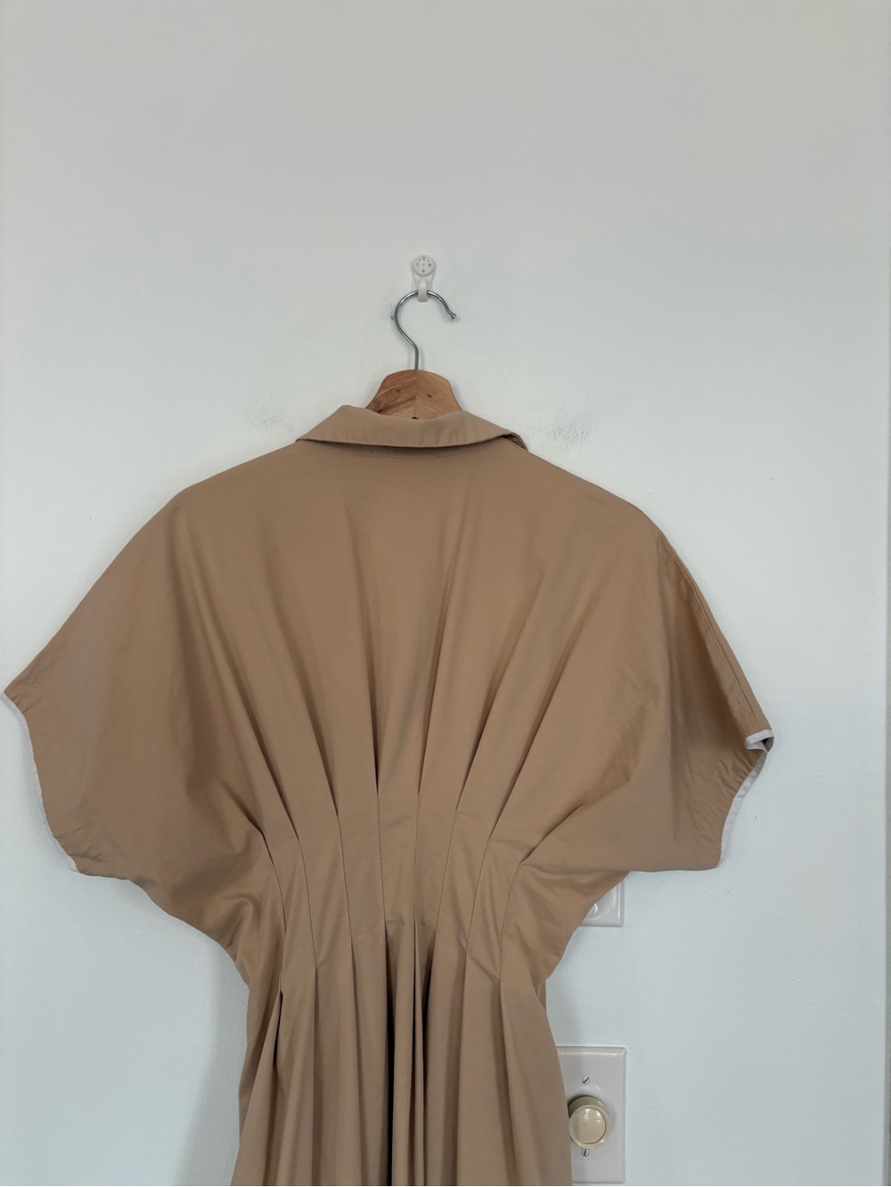 Anthropologie || Exquise Tobie Janie Midi Shirt Dress Fit + Flare Beige Tan S - Picture 7 of 10